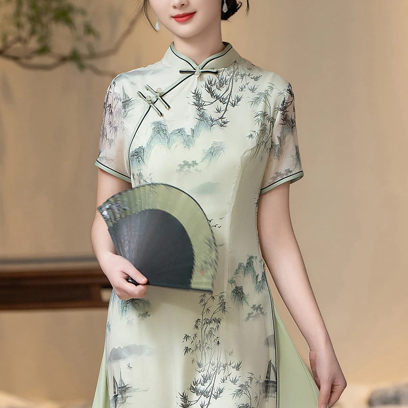 高端绝美新中式旗袍2025夏新款晚礼服日常可穿民国风老上海连衣裙