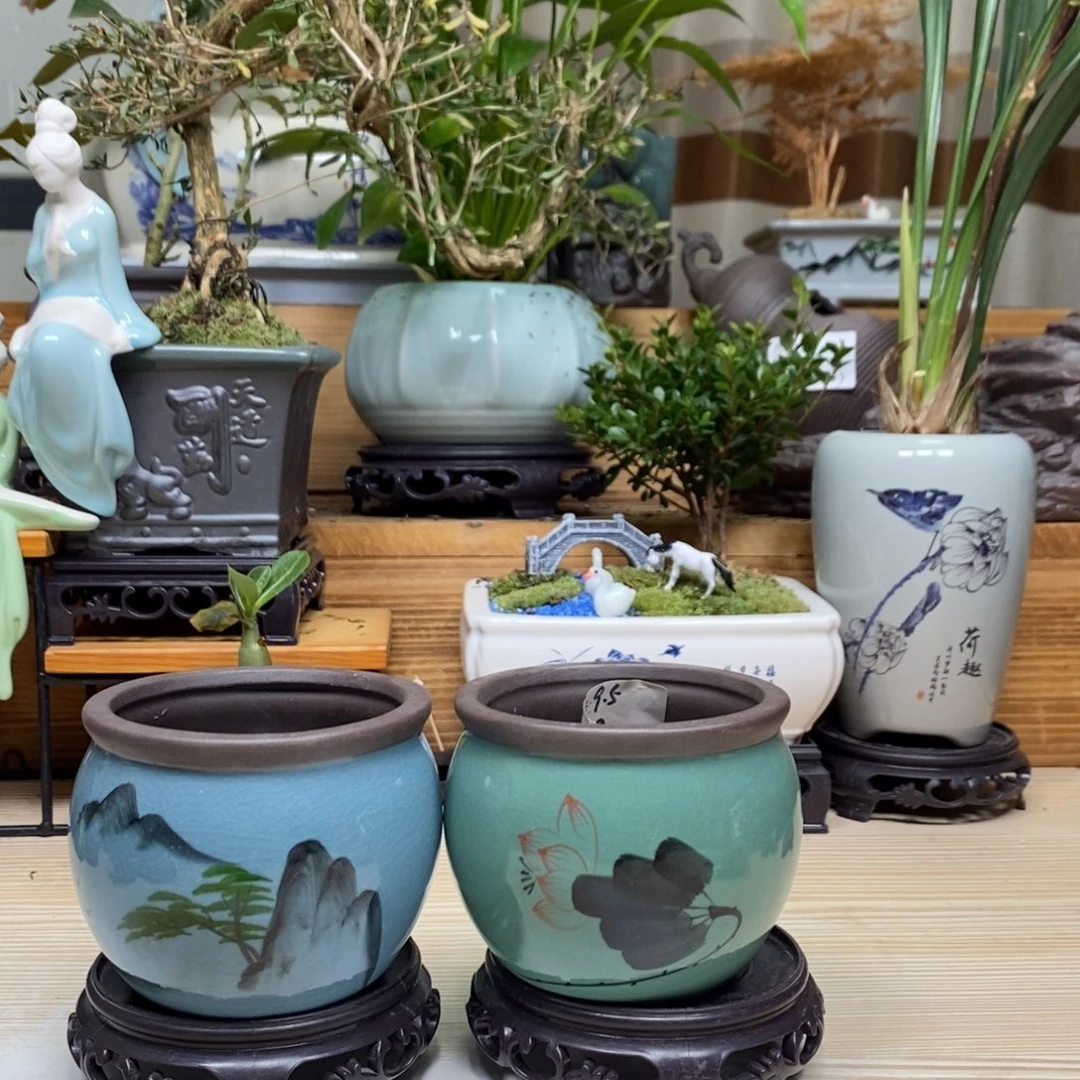 紫砂陶瓷艺术花盆陶瓷