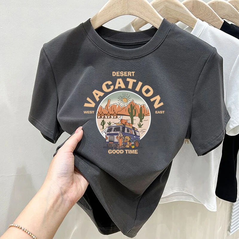 磨毛厚款正肩短袖t恤女2025新款秋季新款灰色上衣纯棉百搭打底衫