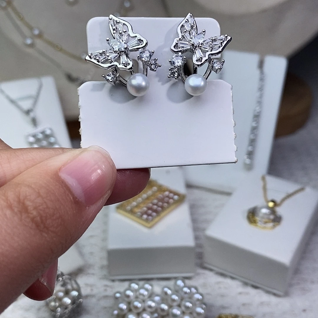 耳饰淡水珍珠银S925镶嵌