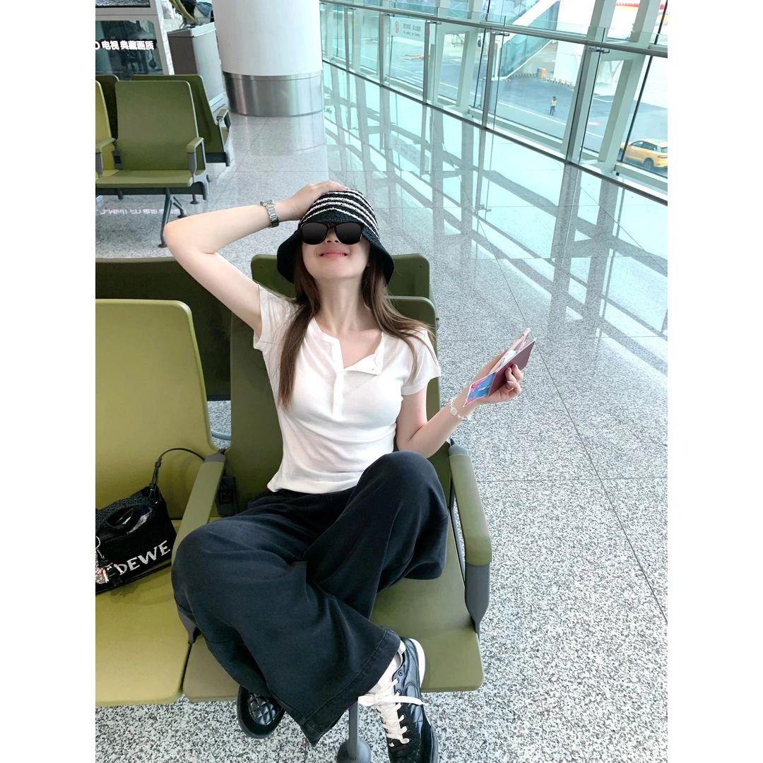 两件套修身套装洋气衣服女气质短袖上衣韩系慵懒风纯欲慵懒风女装