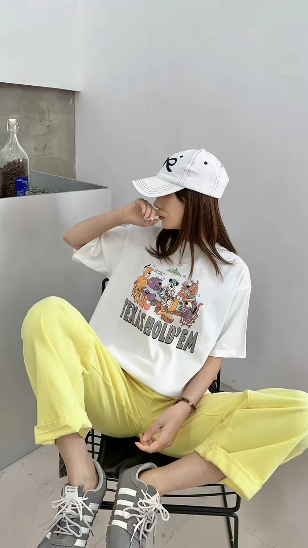 满翼新款韩系夏季正肩动物印花T恤