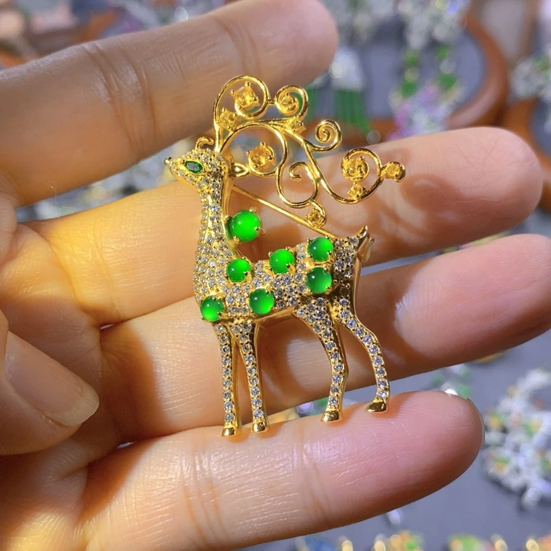 颈饰银S925镶嵌翡翠