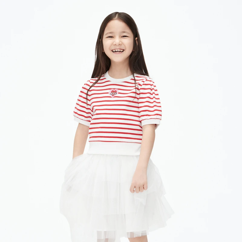 littlemoco童装新款女童条纹短袖T恤#KBC2TEET04