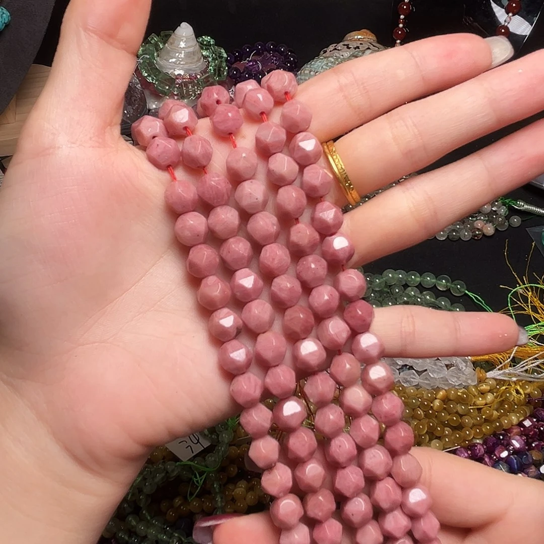 玛瑙/玉髓足银镶嵌珠宝半成品T73 8m天然红纹石硬切一条