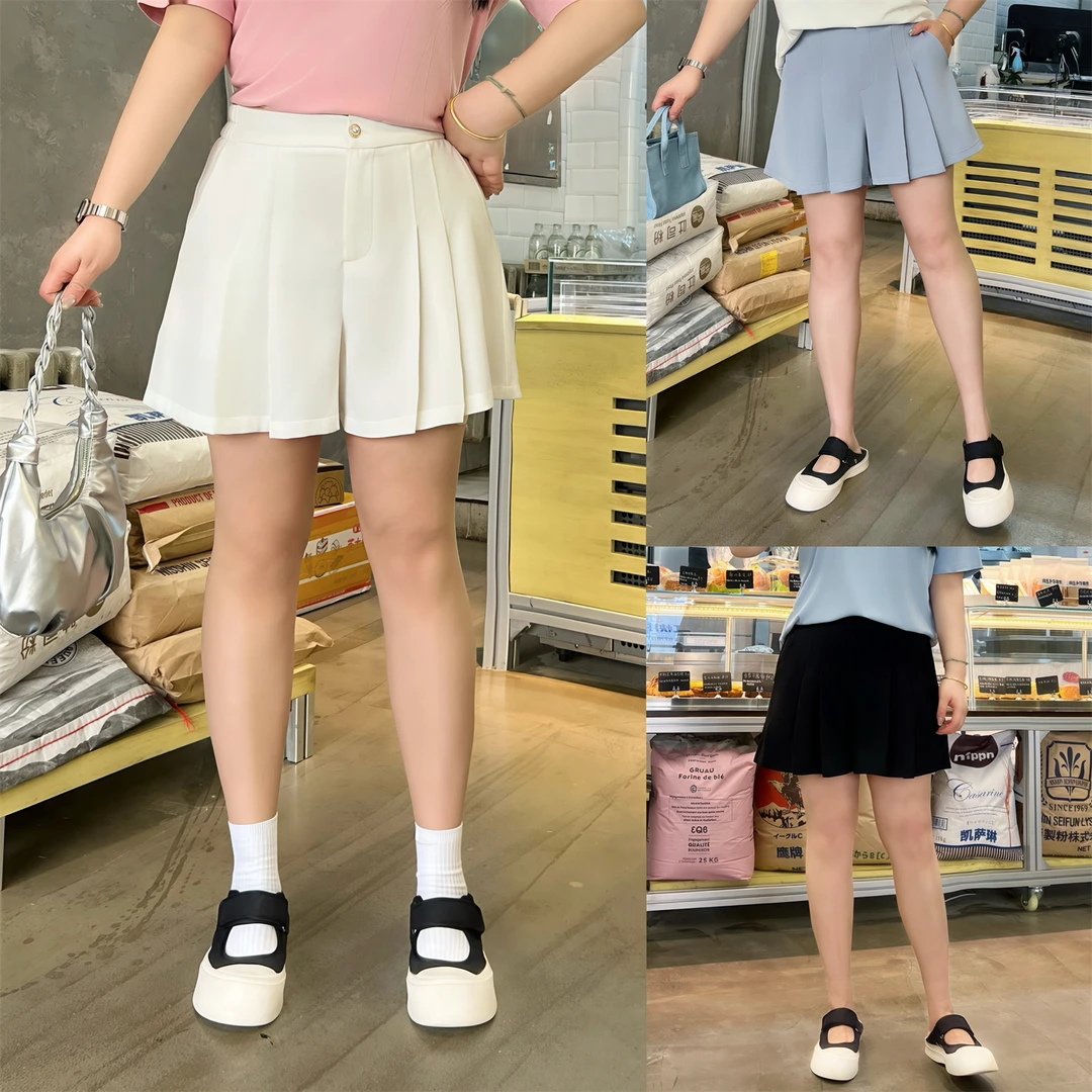 苏曼德黎/复古高腰设计感A字西装裙裤 4285花契大码胖mm200斤减龄