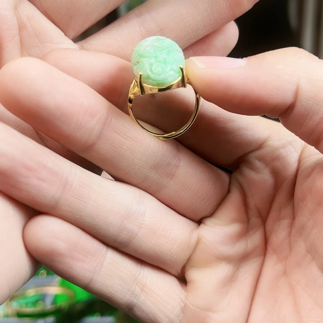 翡翠戒指银S925镶嵌戒指