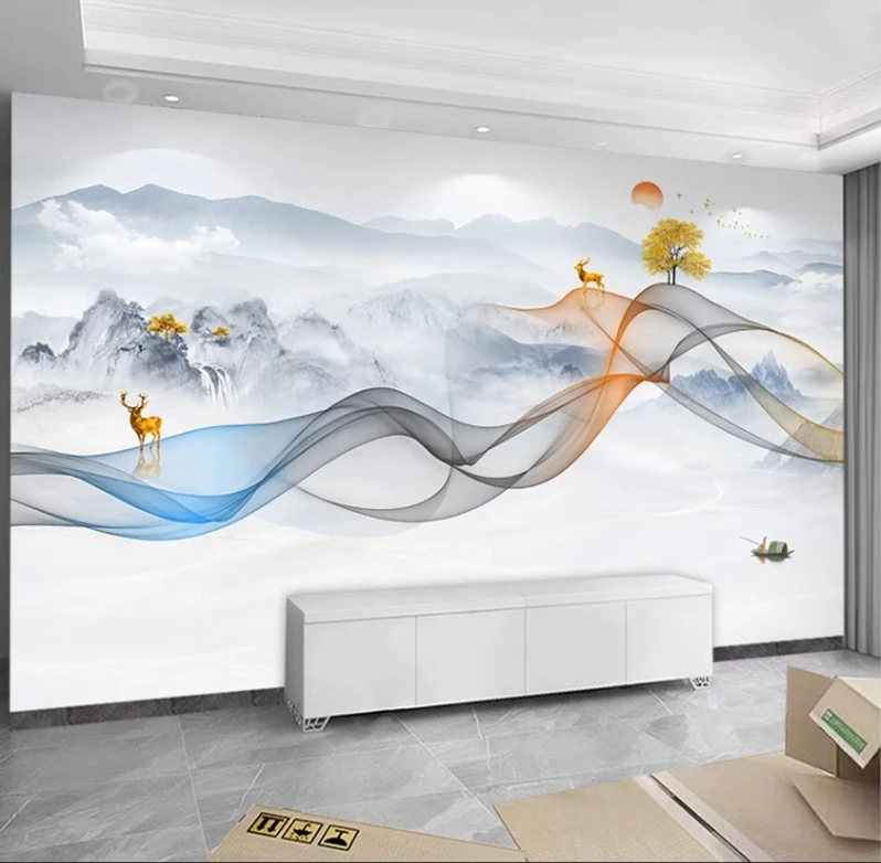 8d电视背景墙壁纸2024新款墙纸客厅壁布影视装饰壁画3d立体墙布