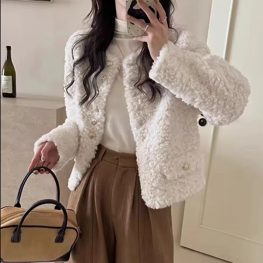 9901秋冬新款韩系毛毛一体外套-衣长58