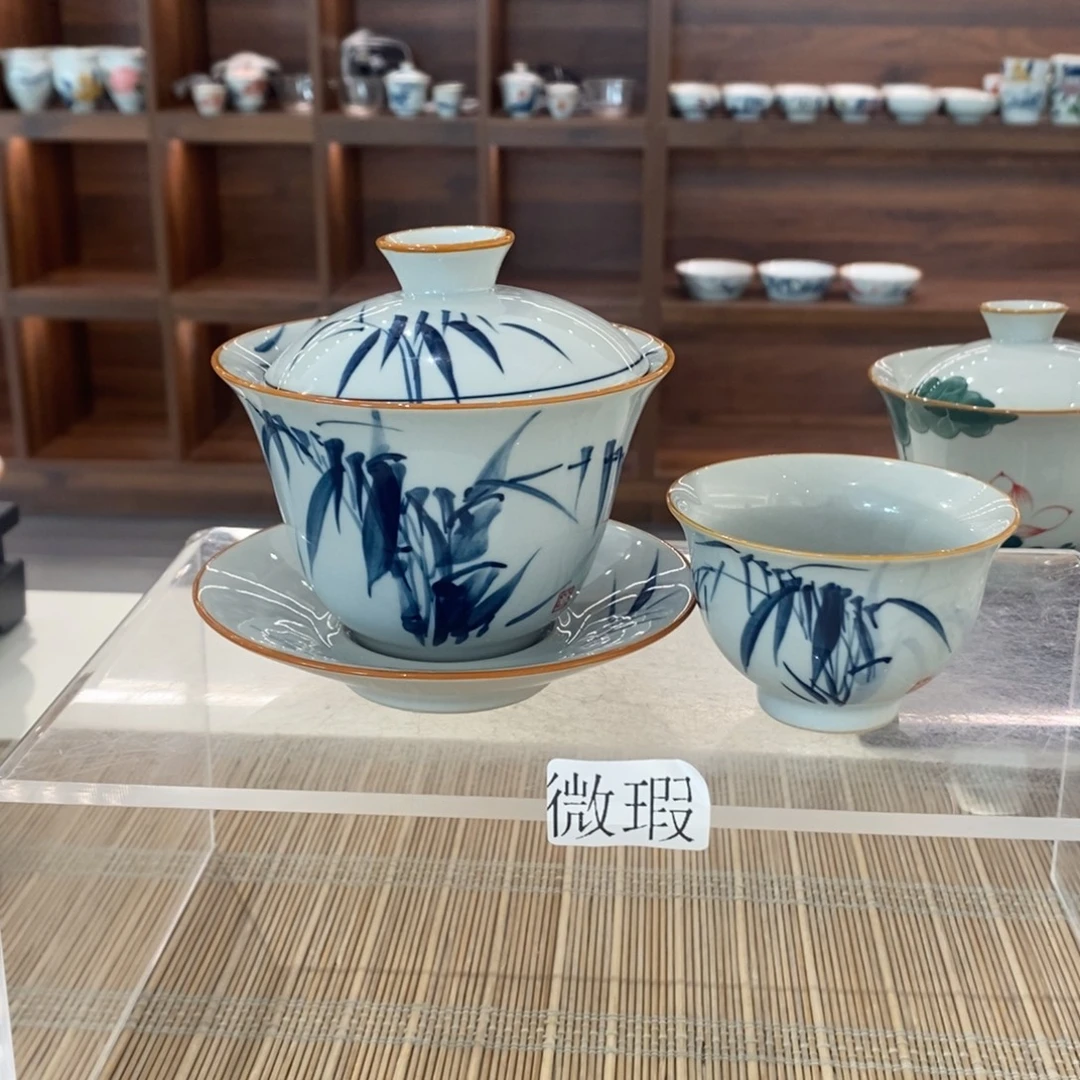 釉下彩老陶泥手工绘制