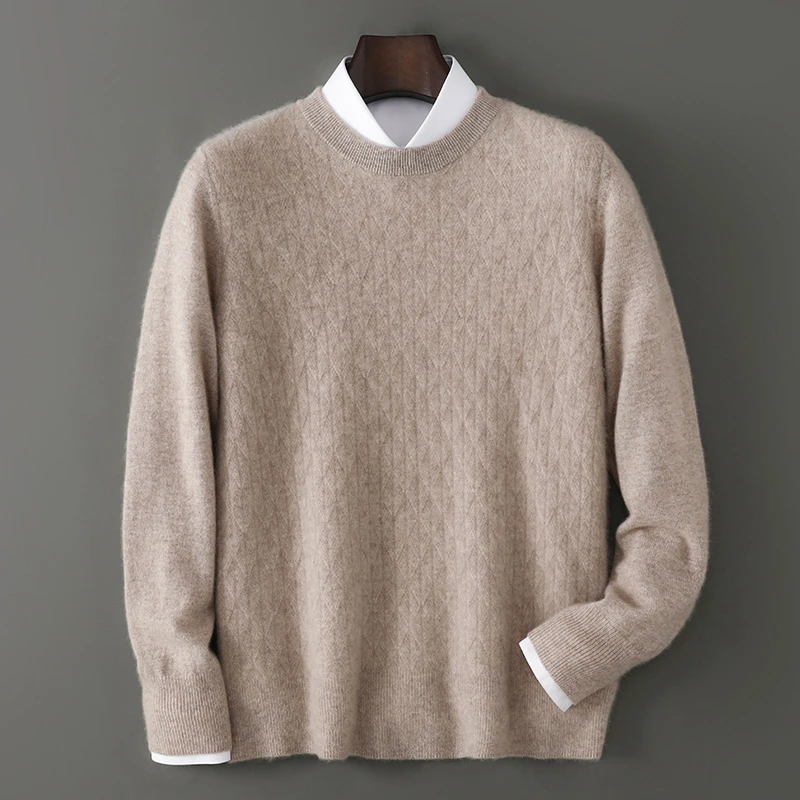 秋冬男士圆领套头羊毛衫宽松百搭休闲针织打底衫