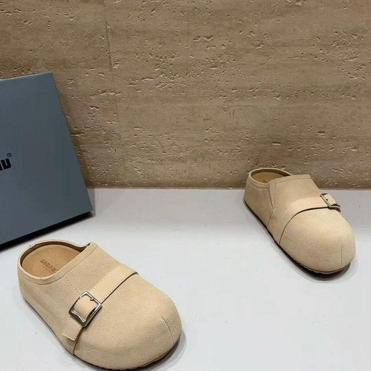 2025早秋新款大头鞋勃肯鞋时尚厚底包头拖鞋外穿时尚懒人半拖鞋女