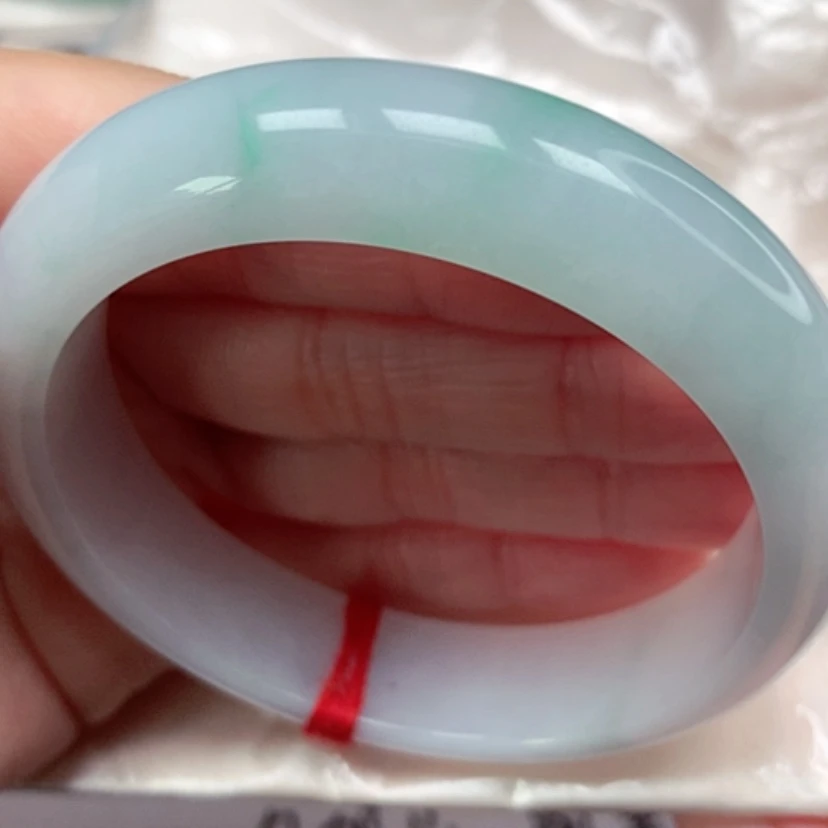 【闪购商品】翡翠手镯未镶嵌冰胶飘绿手镯5354圈10号