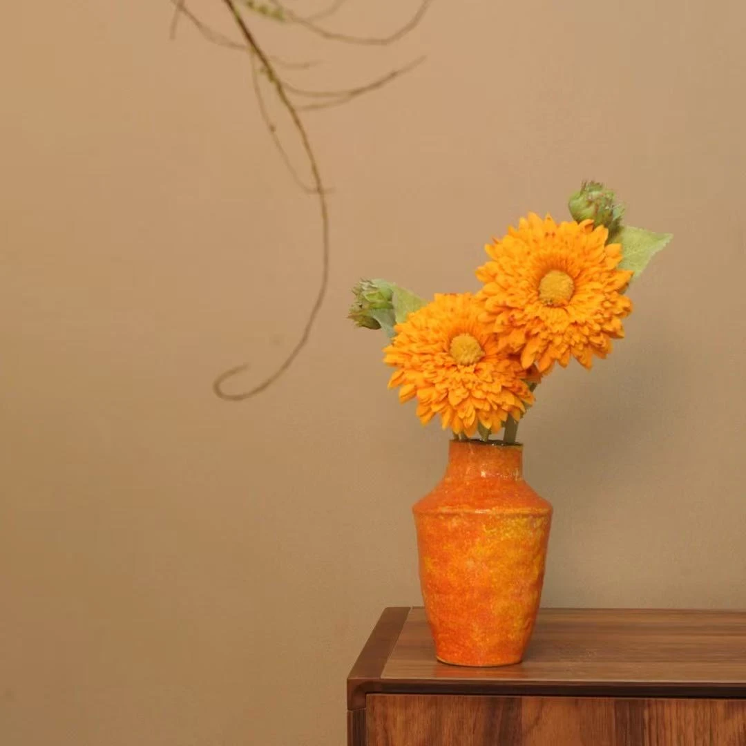 景德镇手工艺术感花瓶 （爱马仕橙高20cm口径7cm）