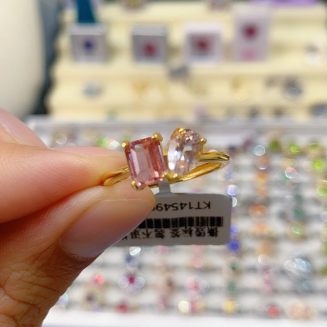 银S925镶嵌碧玺戒指戒指