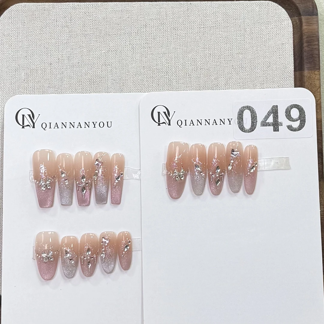 纯手工穿戴甲双色猫眼锆石049no退no换