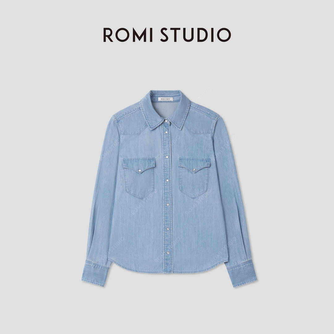 ROMI STUDIO“清新简约”全棉牛仔布舒适坚固翻领衬衫 RWCASA4595