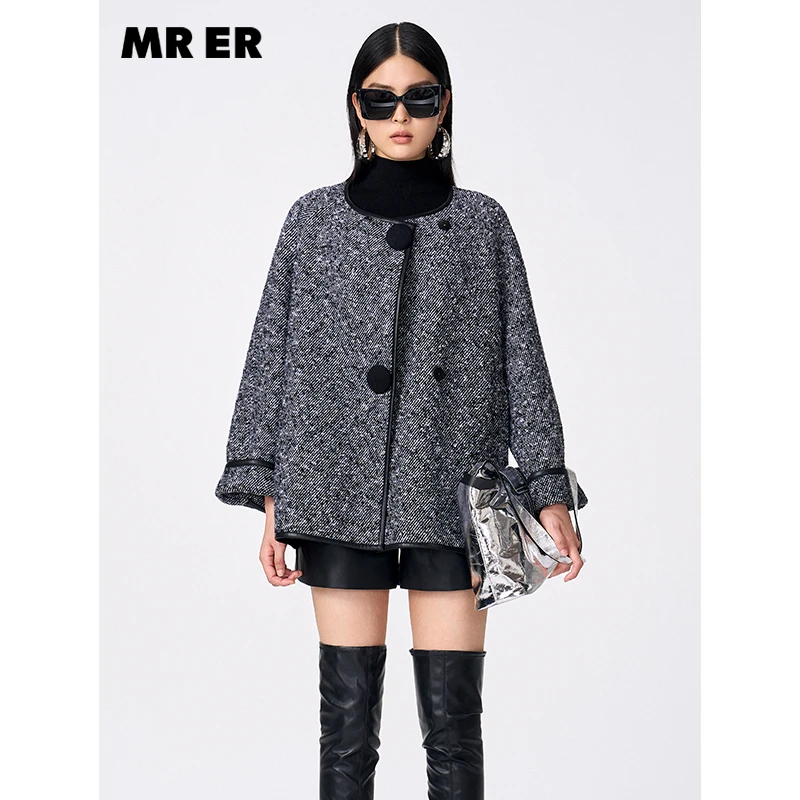 【粉丝专享】设计感宽松廓形短款呢料外套R4D42211