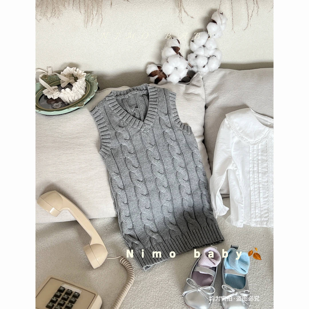 NIMO【赫拉日记】韩版秋款女宝宝洋气时尚经典款针织马甲背心裙