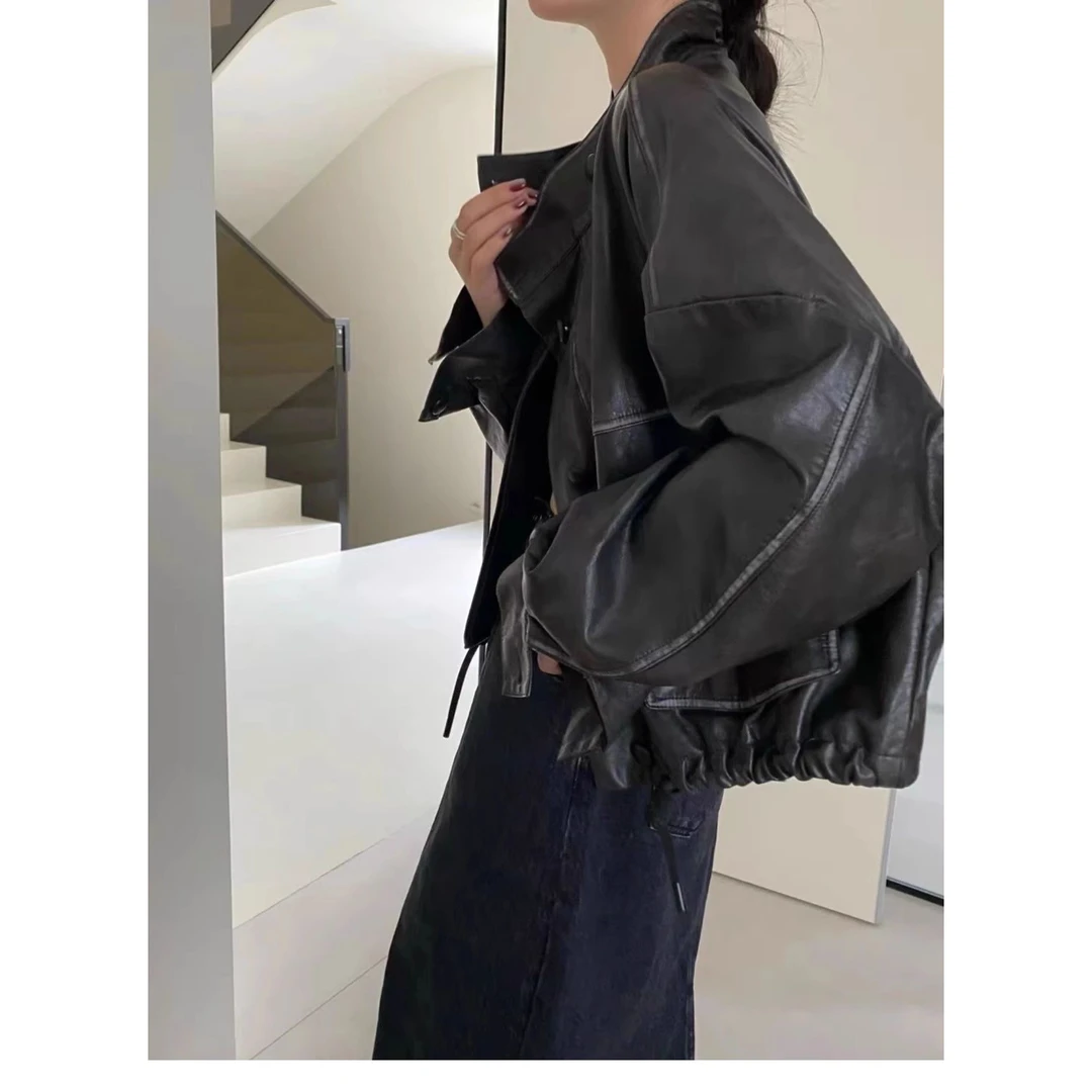 2024年新款港风pu皮衣女外套今年流行设计感美式复古机车爆款高级