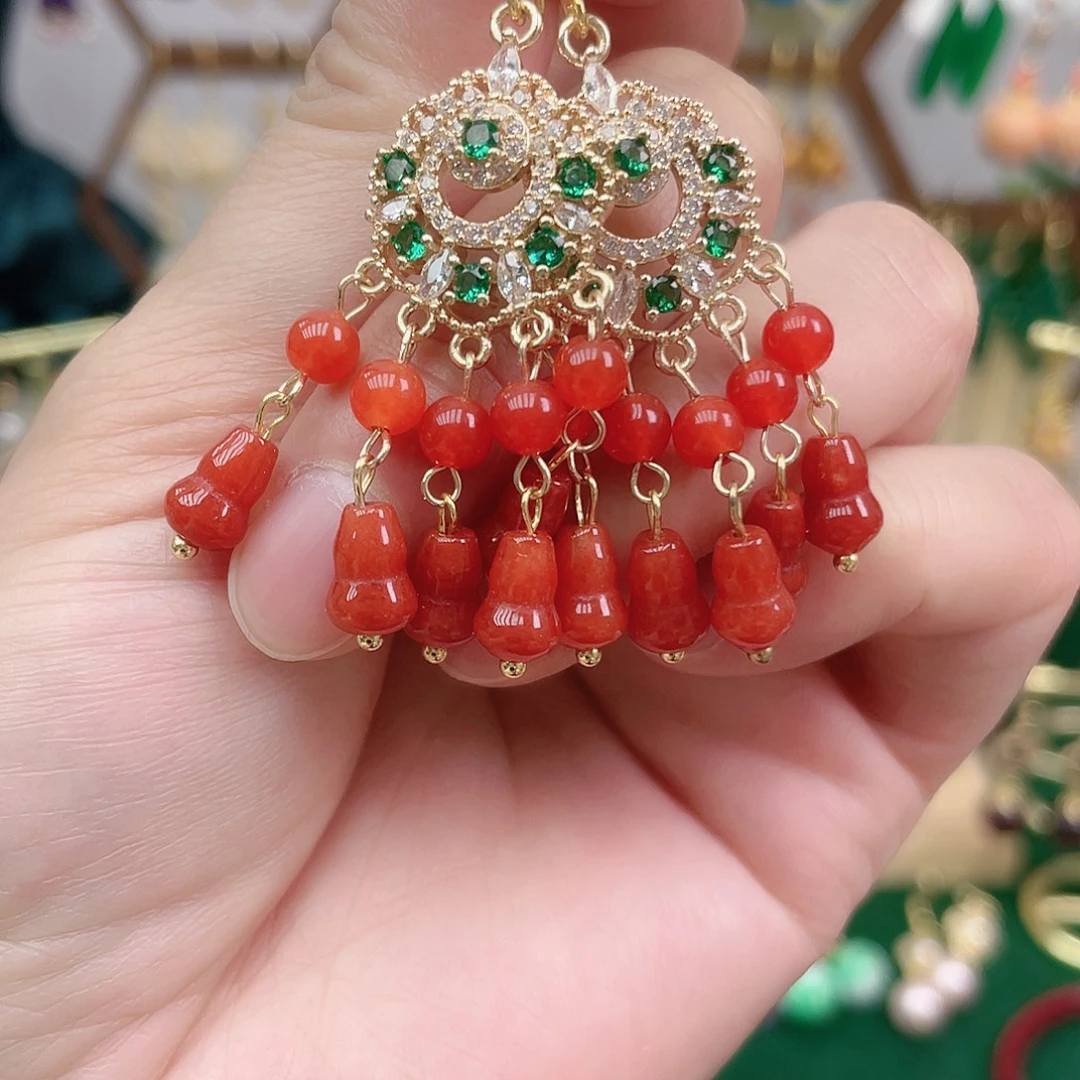 玛瑙/玉髓合金耳饰