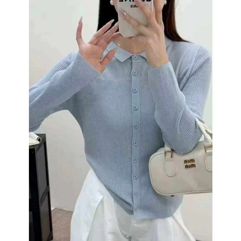 /情书/ 早春新款设计感小众高级感气质别致绝美修身polo领上衣