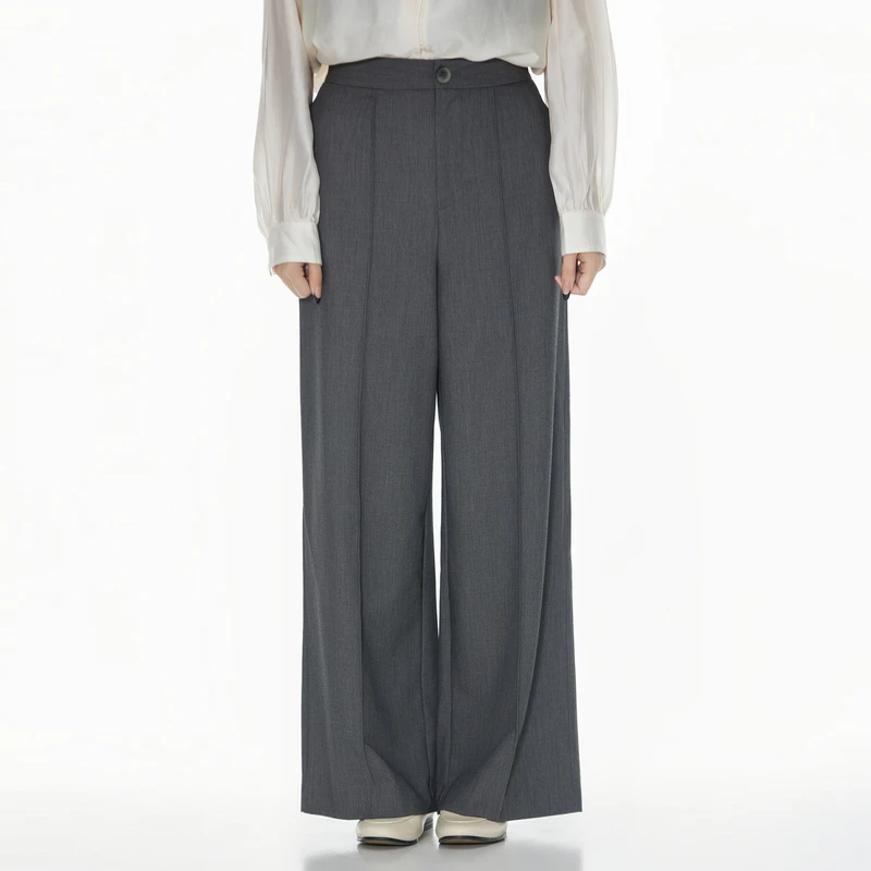 风笛2025春季新款高腰直筒显瘦垂顺西装裤小个子显高通勤气质长裤