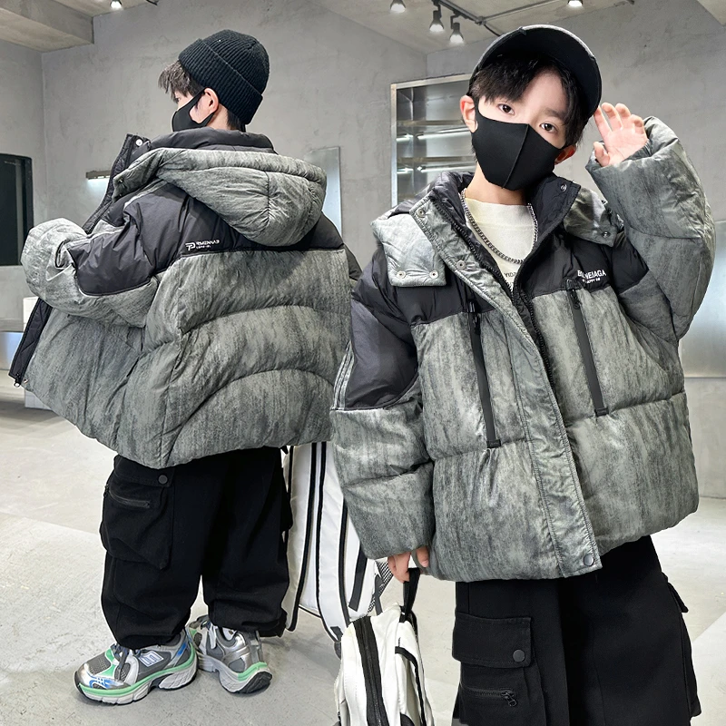 男童冬季加棉加厚棉衣2025新款中大童帅气冬装儿童棉袄保暖棉服潮