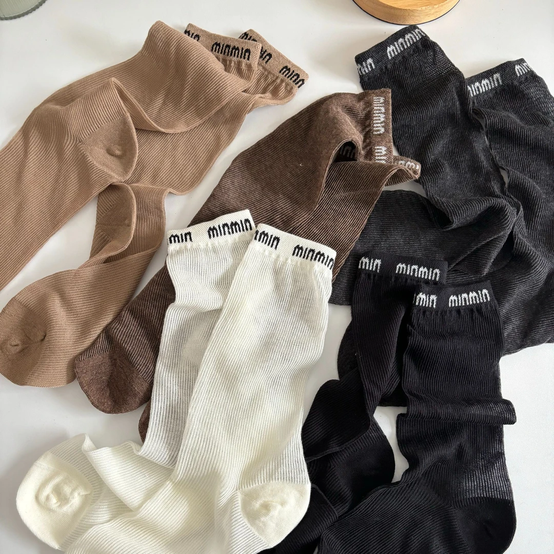 春夏薄棉韩系新款慵懒风堆堆袜子女运动休闲透气字母个性中筒袜