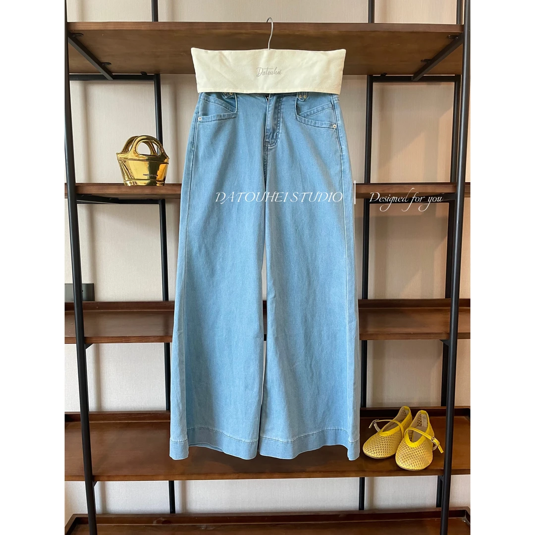 大头黑STUDIO【三伏天神裤】2025女时尚夏款宽边牛仔裤D225X08667