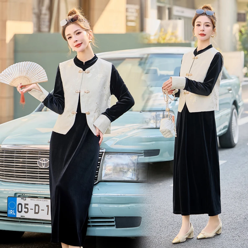 新中式国风套裙套装女2025新款爆款春秋洋气两件套高档贵夫人