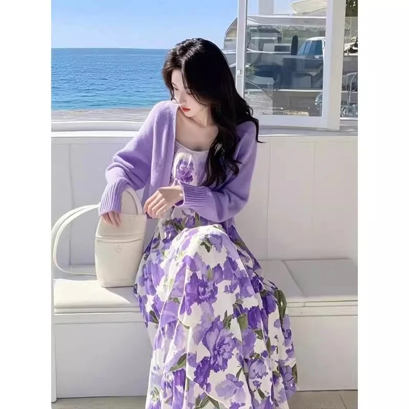 五一出游出片穿搭粉色碎花吊带连衣裙女夏2025新款多巴胺雪纺裙子