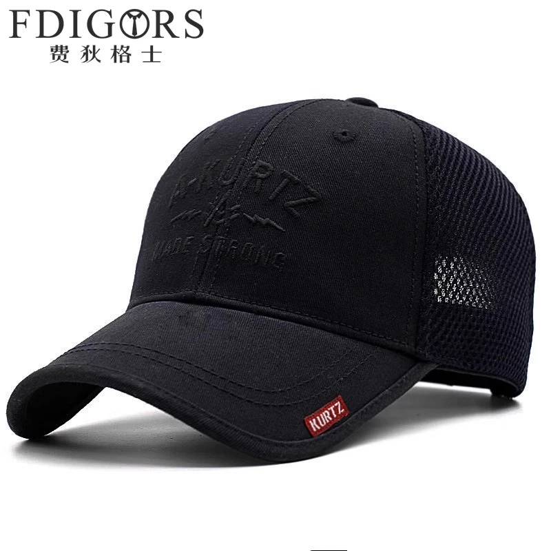 FDIGORS帽子男款夏季刺绣户外高端品牌鸭舌帽硬顶网眼棒球帽