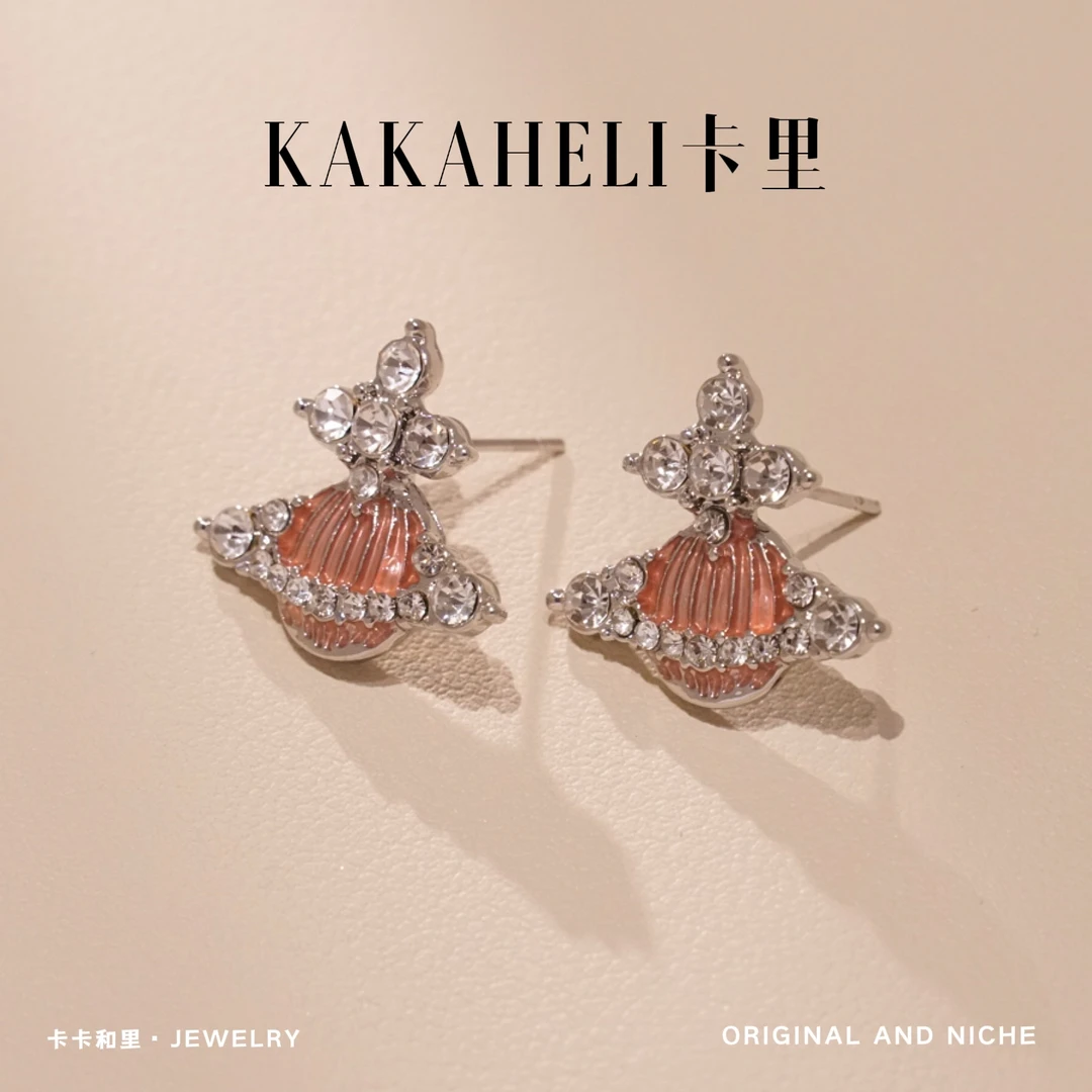 铜合金耳饰 韩版简约少女情侣红色星球耳环A129