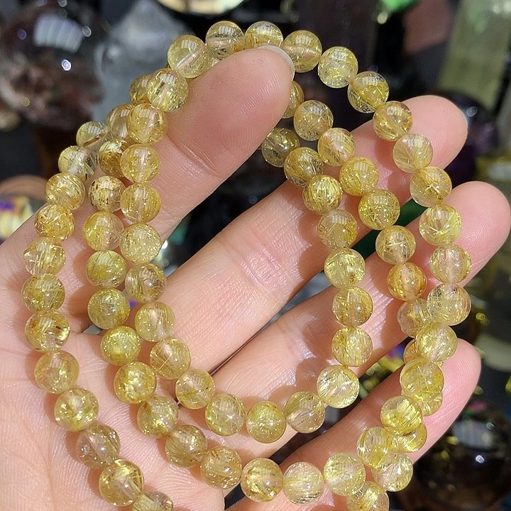 水晶天然水晶钛晶多圈6.6mm未镶嵌