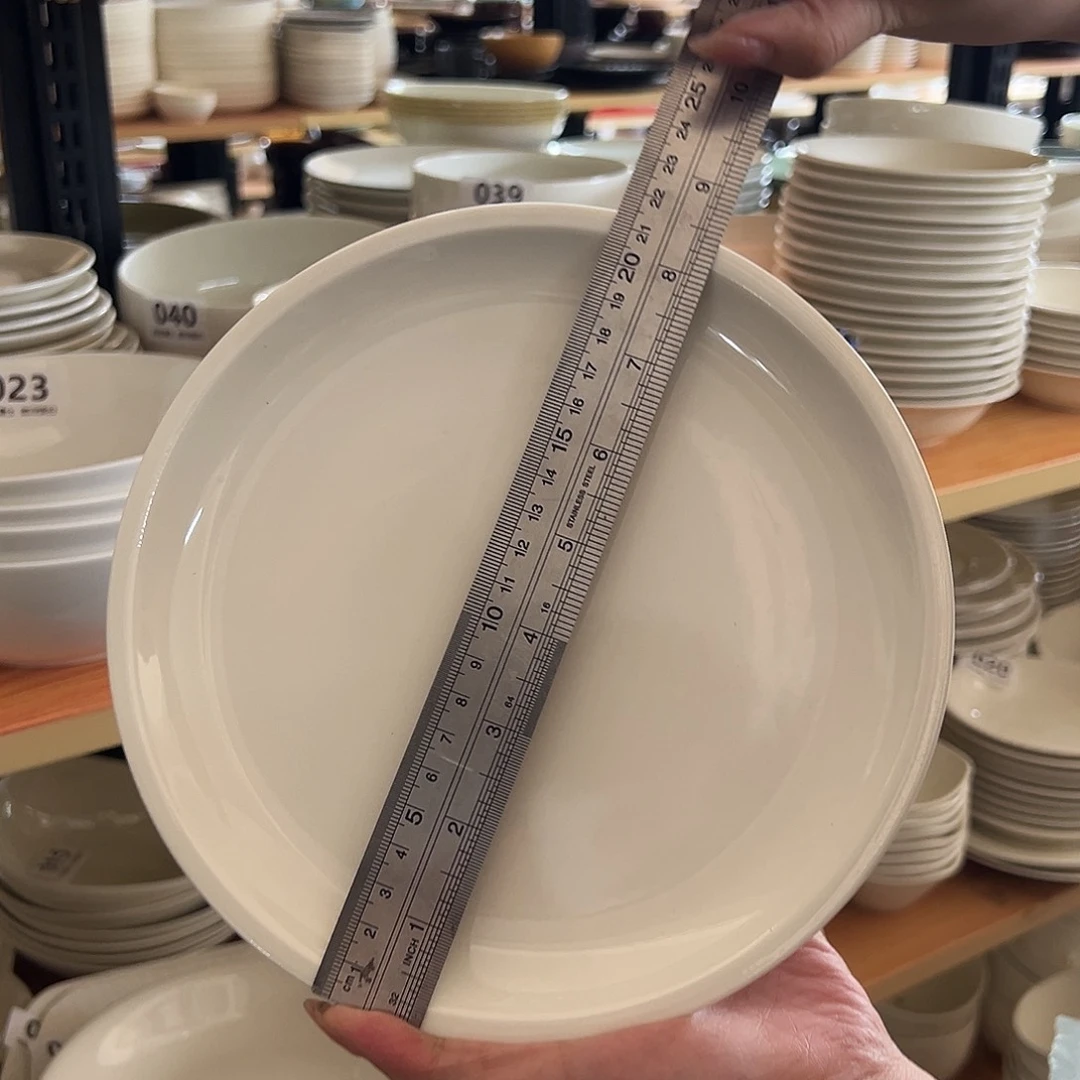 新骨瓷046微瑕暖白8.5寸加厚边平盘