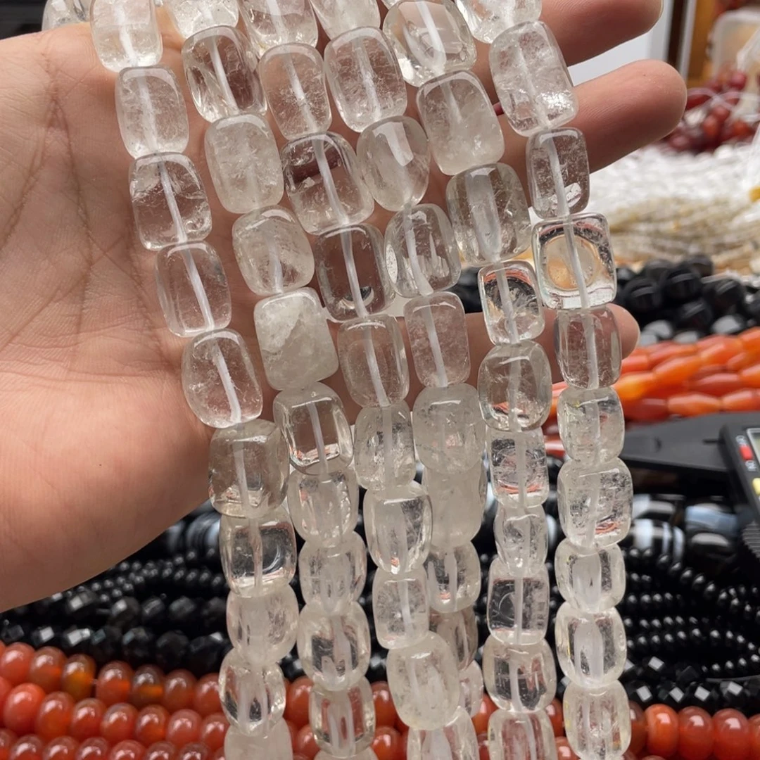 玛瑙/玉髓未镶嵌珠宝半成品一条装10*15mm左右白水长方糖