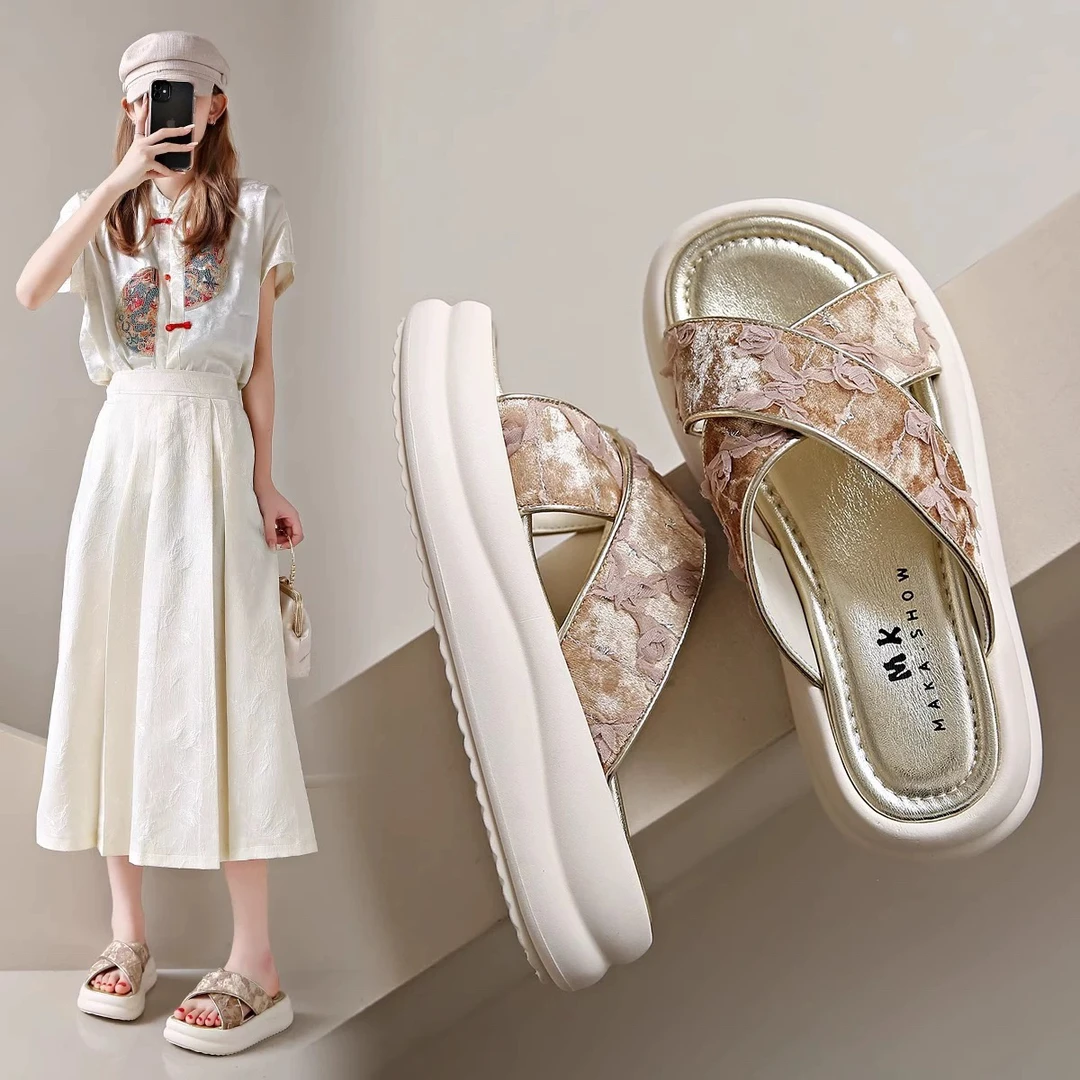 山茶花交叉百搭凉拖