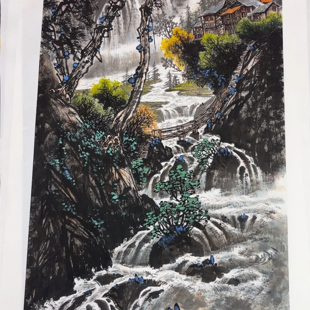 书***航国画三尺山水作品