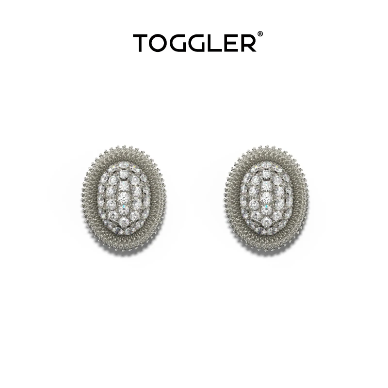 TOGGLER/托格乐 铜合金合成锆石耳饰 蕾丝环白色耳钉精致气质轻奢