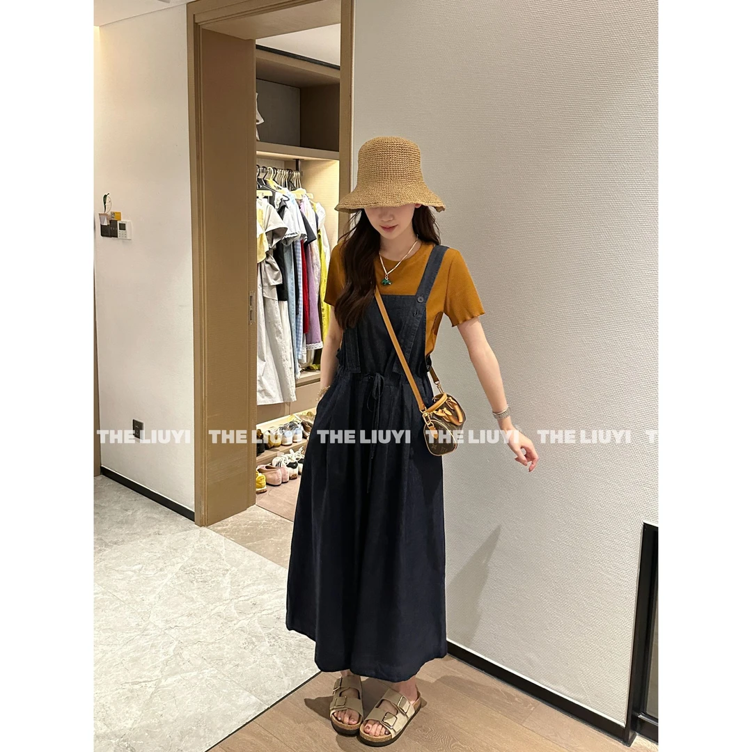 【LIUYI】夏至背带裤~夏季收腰显瘦减龄九分牛仔背带裤54104