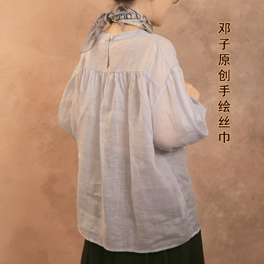 【衬衫】夏季轻薄衬衫100%苎麻灯笼袖透气亲肤宽松舒适时尚百搭款