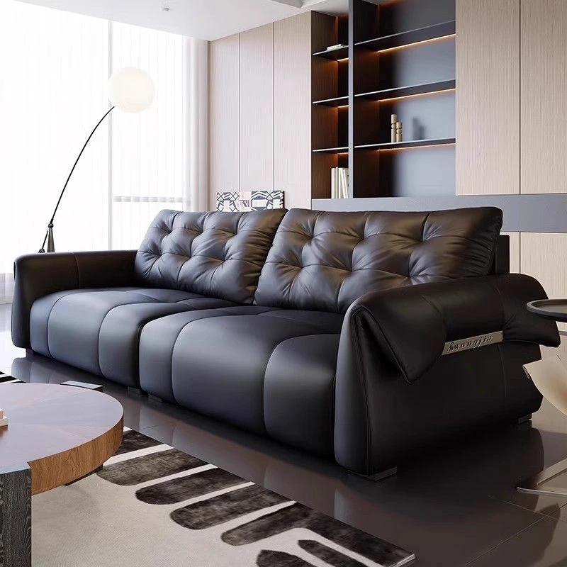 现代简约大小户型客厅牛皮沙发天然材质极简风格头层真皮意式设计