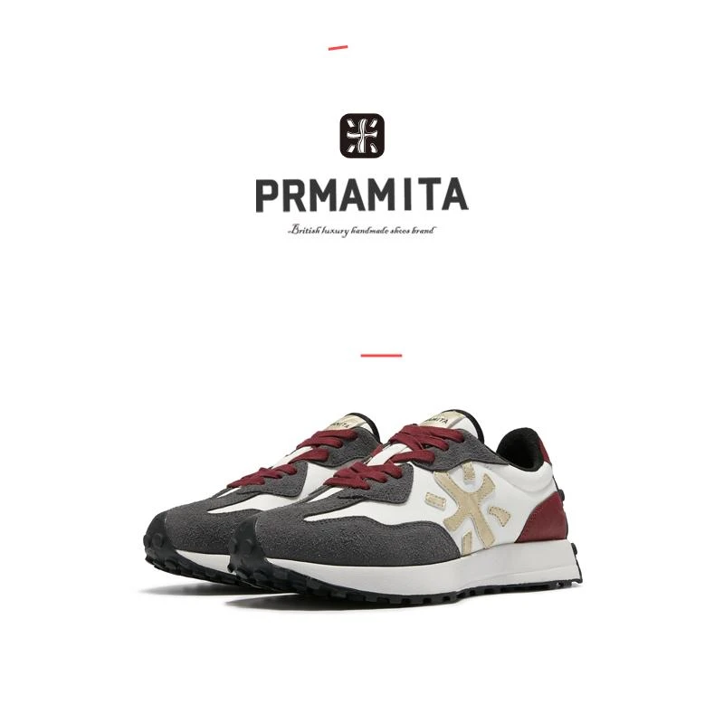PRMAMITA轻奢高端男鞋夏款时尚休闲鞋透气低帮阿甘米字鞋普纳米塔