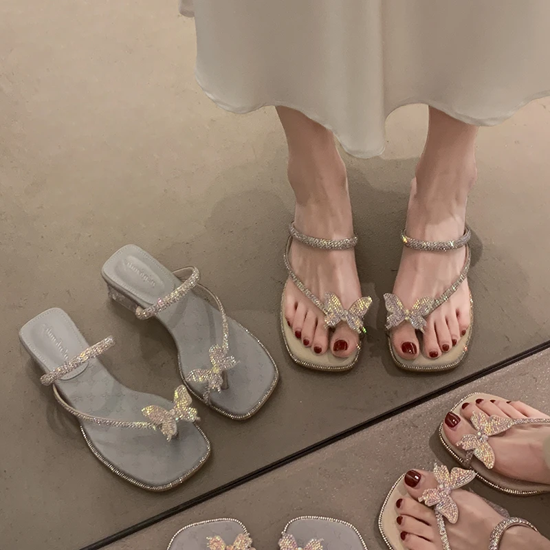 贾不假拖鞋女外穿2025夏季新款明星同款复古流行粗跟女鞋百搭小众