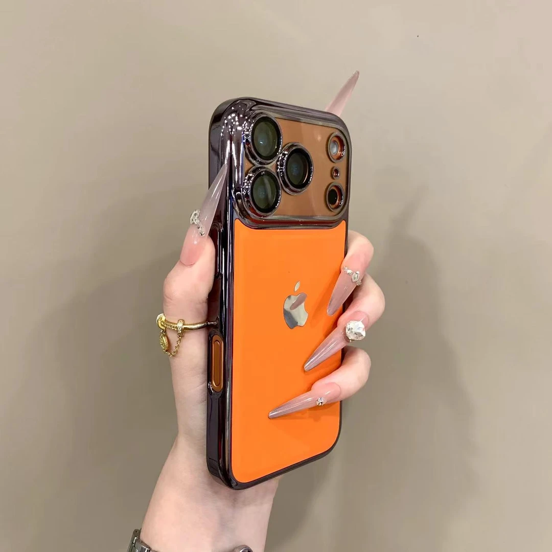 新款星宇橙素皮纹适用iPhone17Promax手机壳苹果16个性15电镀14女