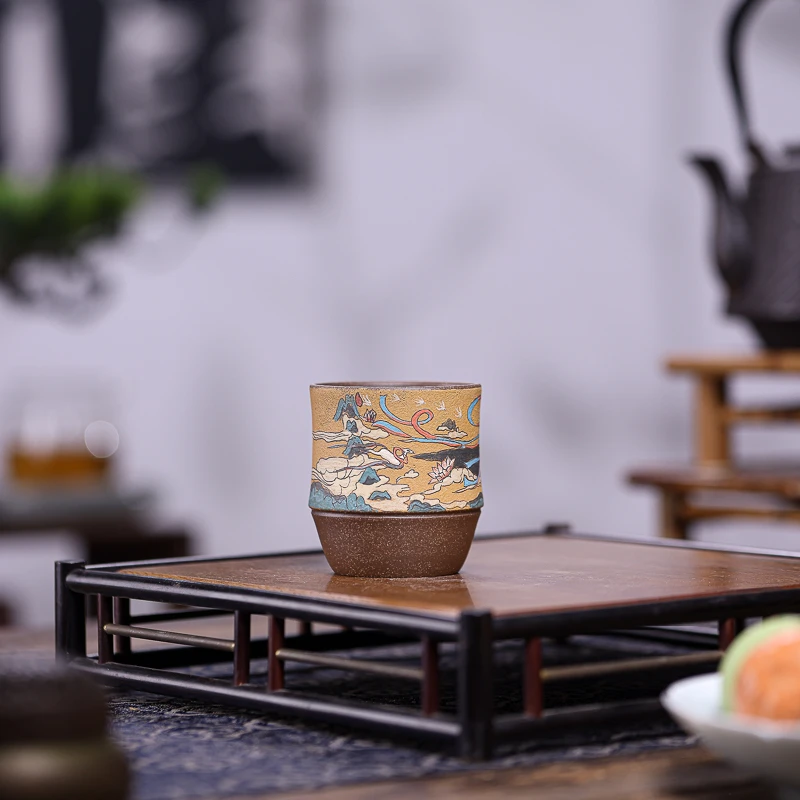 手工杯 | 宜兴紫砂杯 九斋敦煌系列飞天手工主人杯