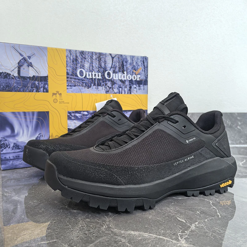 外贸越野跑鞋男黑色全地形运动跑步轻便防滑耐磨徒步户外登山鞋