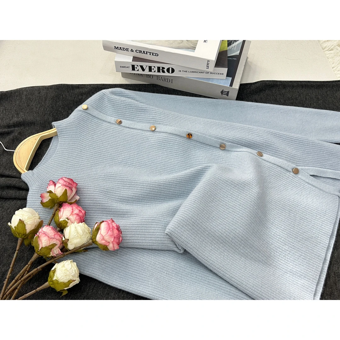 【金饼套头蓝】百搭气质款针织上衣QC2285