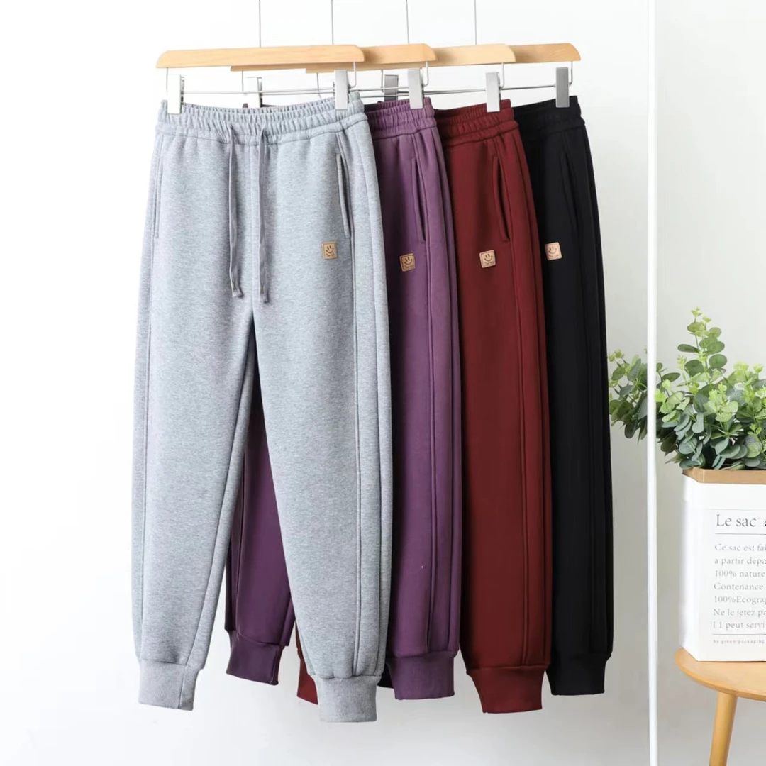 冬季新款加绒加厚高腰宽松运动休闲显瘦百搭束脚卫裤